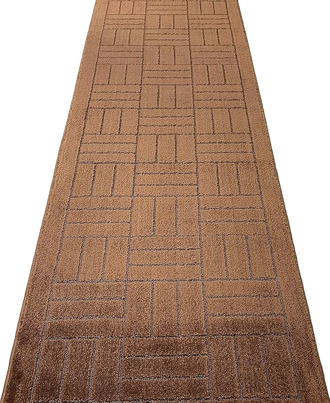 Custom Length Hallway Runner Rug,Slip Resistant,Bricks Brown, 26 Inch X 11 feet, Sold and Priced Per Foot