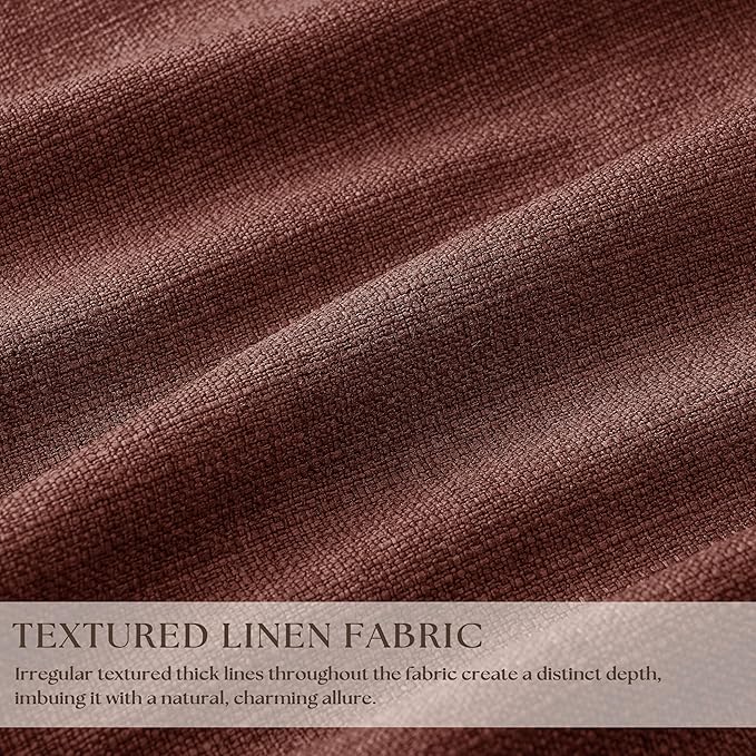 Chestnut Brown Pinch Pleated Blackout Linen Curtains 86 Inches Long for Bedroom Pleated 100% Black Out Drapes with Liner Rust Farmhouse Country Extra Long 86 Inch Curtain for Living Dining Room