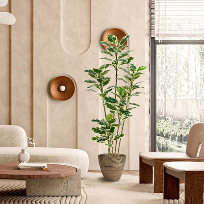 Artificial Rubber Plant 6FT Faux Plants Indoor Fake Rubber Tree with White Planter, Tall Fake Plants Potted Tree Floor Plant in Pot, Artificial Trees for Home Office Room Outdoor Decor