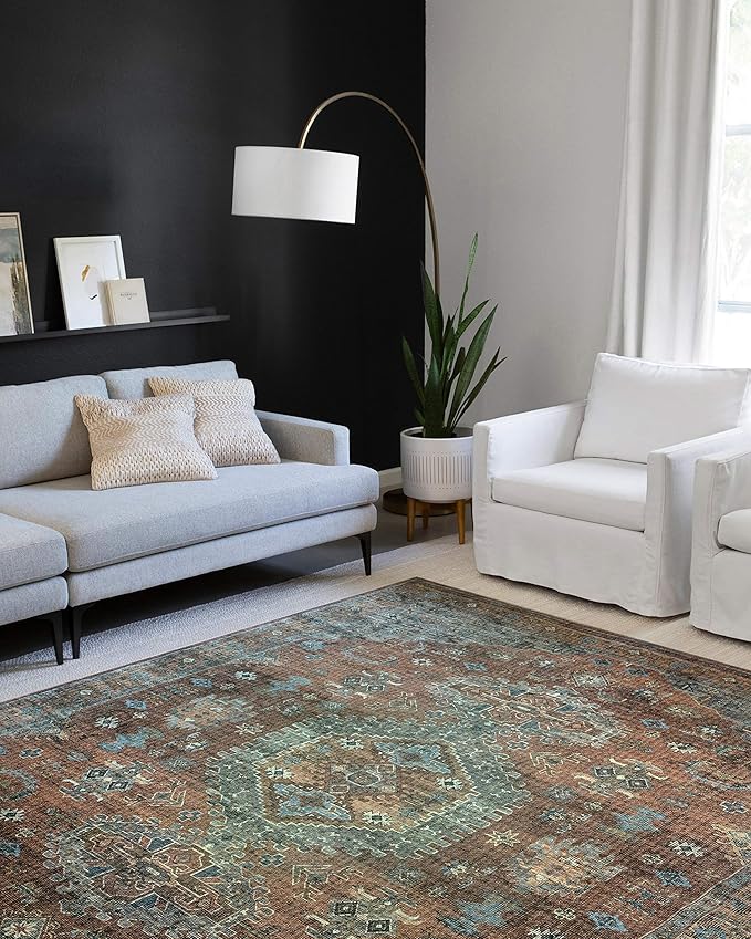 Loloi Skye Collection SKY-07 Terracotta/Sky 9'-0" x 12'-0" Area Rug