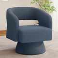 Swivel Accent Chair, Modern Comfy Teddy Barrel Chairs, Oversized Upholstered Round Arm Chair for Living Room, Bedroom, Reading Room, Blue, 1 PCS
