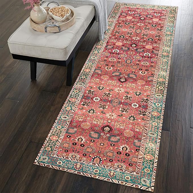 vivorug Runners for Hallways 2'x8', Non Slip Washable Rug, Carpet Runner for Kitchen Laundry Room Bedroom, Ultra Soft Rug Runner with Rubber Backing, Cherry Red/Spice