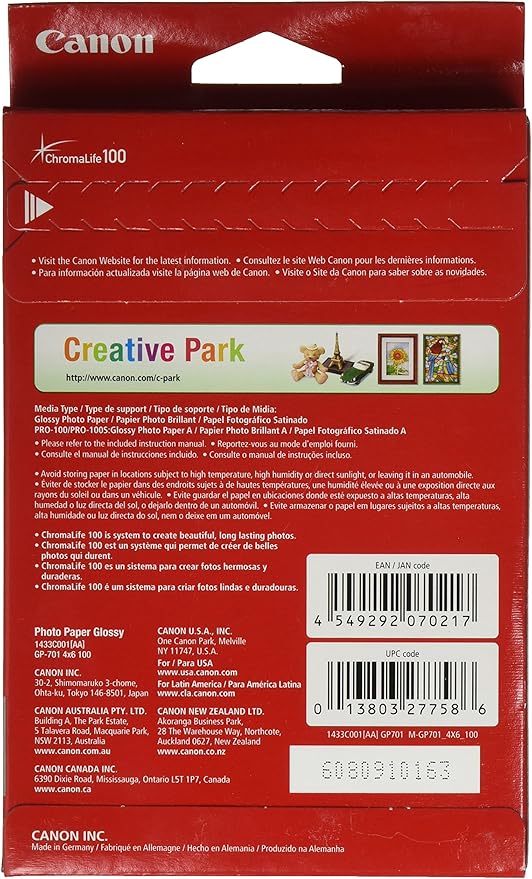 Canon PGI-280XL/CLI-281 5 Color Pack Compatible to TR8520, TR7520, TS9120 Series,TS8120 Series, TS6120 Series and CanonInk Glossy Photo Paper 4"x 6" 100 Sheets (1433C001)