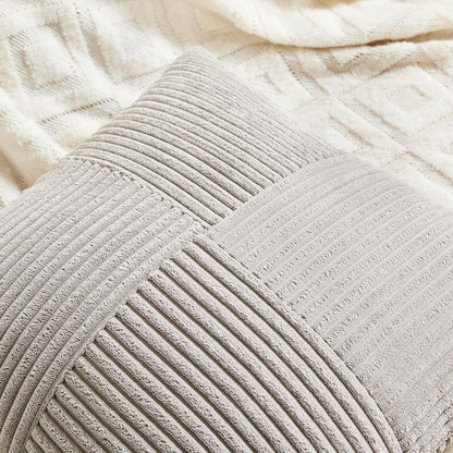 Fancy Homi 2 Packs Neutral Grey Lumbar Decorative Throw Pillow Covers 12x24 Inch for Living Room Couch Bed Sofa, Farmhouse Home Decor, Soft Striped Corduroy Rectangle Accent Cushion Case 30x60 cm