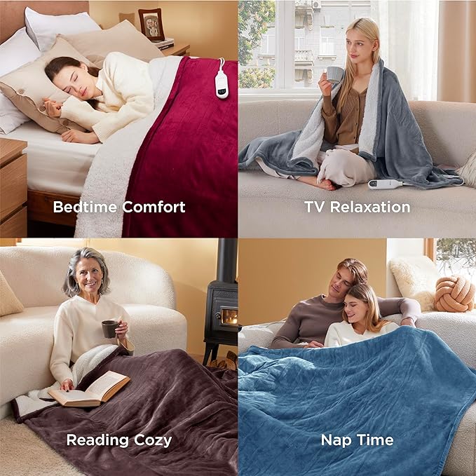 Bedsure Electric Blanket Full Size - Soft Flannel Heated Blanket Full, GentleSoft Fast Heating with 10 Time Settings & 6 Heat Settings, Warm Gift for Grandma (72x84 inches, Sage Green)