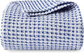 EGOHOME 100% Cotton Waffle Blanket Twin Size for Bed-Breathable and Lightweight,Soft Dual-Tone Textured Jacquard Waffle Weave Blankets for All Seasons,Navy Blue,60 x 80 Inches