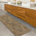 Gold Brown 2x6 Bathroom Runners Non Slip Washable, Low-Pile Runner Rugs for Kitchen, Entryway, Hallway, Laundry Room, Bedroom Bedside, Vintage Floral Stain Resistant Soft Carpet