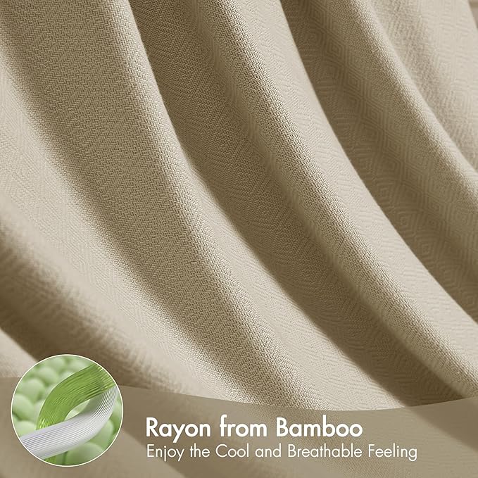 Madison Park Queen Size Blanket, 70% Rayon Bamboo-Based, 30% Cotton, Breathable for Hot Sleepers Menopause, Ultra Soft and Snag-Resistant, Summer Blanket for Bed or Couch, Queen 90"x90" Khaki