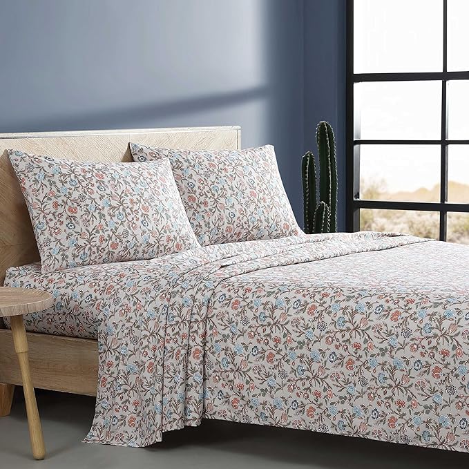 Wrangler - Full Bed Sheets, Ultra-Soft & Lightweight Bedding with Matching Pillowcases, Lightweight Bed Set for All Season Comfort, Oeko-Tex Certified (Westward Floral Beige)