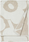 MARIMEKKO Unikko Terry Cotton Bath Towel (Beige) – Floral Patterned Bath Towels – 59 in x 28 in