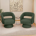 Swivel Accent Chair Set of 2, Modern Comfy Chenille Barrel Chairs, Oversized Upholstered Round Arm Chair for Living Room, Bedroom, Reading Room, Green