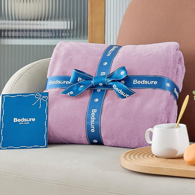 Bedsure GentleSoft Fleece Blankets Queen Size Lilac Lavender - Bed Blanket Soft Lightweight Plush Fuzzy Cozy Luxury Microfiber, 90x90 inches