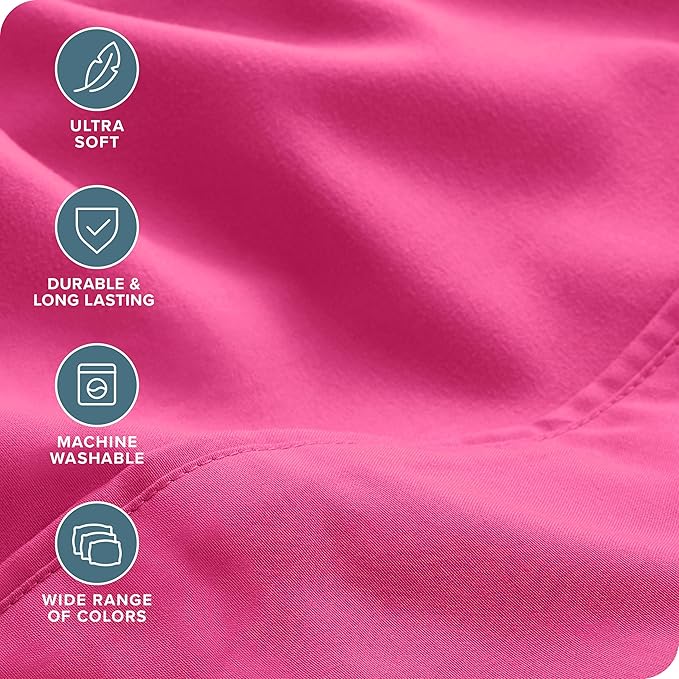 Bare Home Hotel Luxury Twin XL Sheet Set, Extra Soft - 4 Piece Set - Deep Pockets - Easy Fit - Cooling & Breathable - Wrinkle, Fade, Stain Resistant - Includes 2 Pillowcases (Twin XL, Pink)