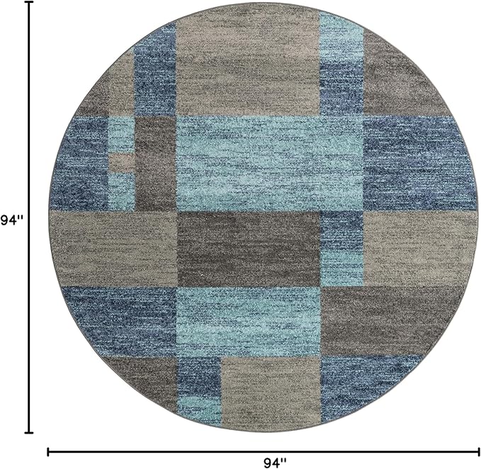 Unique Loom Autumn Collection Area Rug - Providence (7' 10" Round, Blue Gray/ Light Brown)