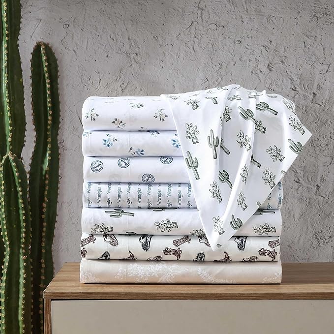 Wrangler - Full Bed Sheets, Ultra-Soft & Lightweight Bedding with Matching Pillowcases, Lightweight Bed Set for All Season Comfort, Oeko-Tex Certified (Cacti Green)