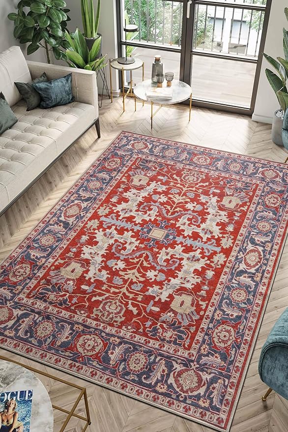 Keen Home Design 3x5 Rug - Machine Washable Entry Rug with Non-Slip Backing, Ideal for Enteryway, Kitchen, Bathroom, Laundry Room - Vintage, Easy Clean, Durable, Low Pile Rug - (3' x 5')