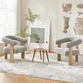 VKNOW Accent Chair Living Room Chairs Set of 2, Modern Upholstered Arm Chair with Solid Wood Legs, Comfy Barrel Accent Chairs for Living Room, Bedroom, Grey