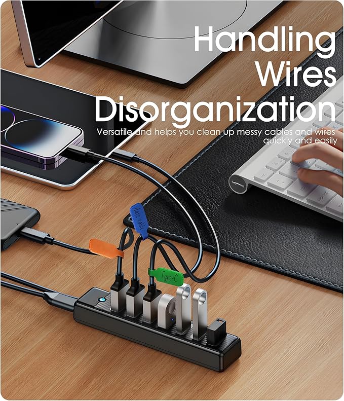 32Pcs Nearockle Cable Labels and Silicone Cable Ties Cable Management Set, Reusable 16 Cable Ties+16 Cord Labels for Electronics, Travel Home Office Desk Wire Organization (Multicolor)