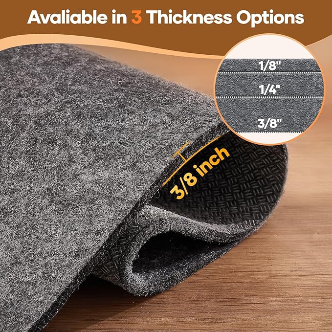 Veken Non Slip Cushioned Rug Pad Gripper 8 x 10 Ft, Felt and Silicone Backing, 3/8 inch Thick Carpet Liner for Hardwood Floors and Finishes, Under Area Rugs Anti Skid Mat, Keep Rugs Safe and in Place