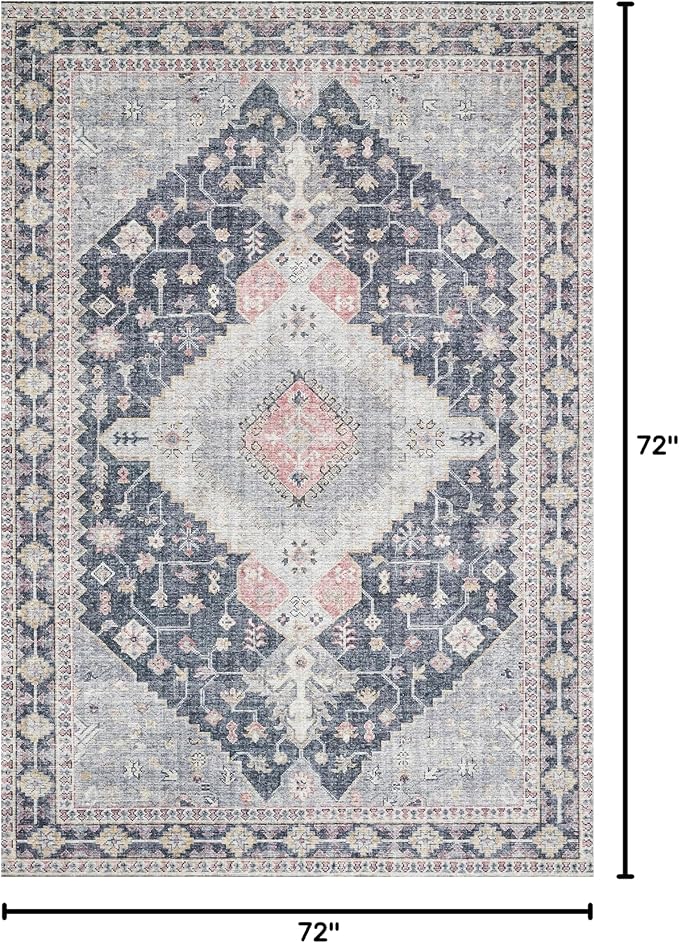 Loloi Skye Collection SKY-02 Charcoal/Multi 6'-0" x 6'-0" Round Area Rug