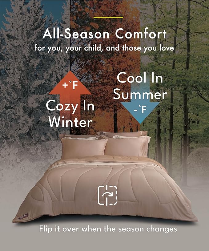 ESCURA Tw® Climate Control Comforter, Twin/Twin XL, German Patented PCM Down Alternative All-Season Design for Hot Sleepers & Night Sweats, Bamboo Lightweight Breathable Hypoallergenic Blanket
