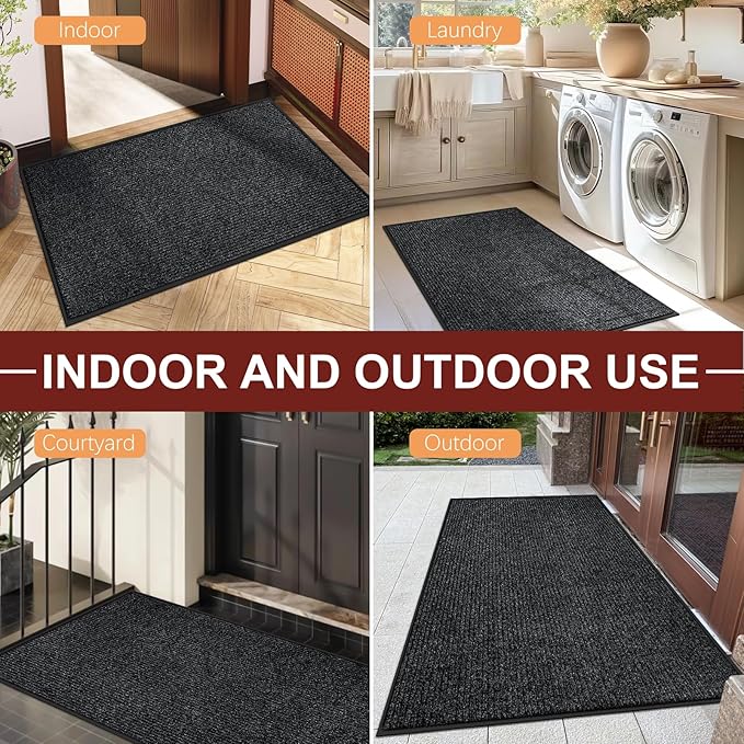 Vicwe Indoor Outdoor Door Mat, 3'x5' Heavy Duty Front Door Mat, Non-Slip Washable Doormats Entrance Mats, Dirt Resistant and Absorbent Doormat, Commercial Outdoor Entrance Floor Mat for Home Office