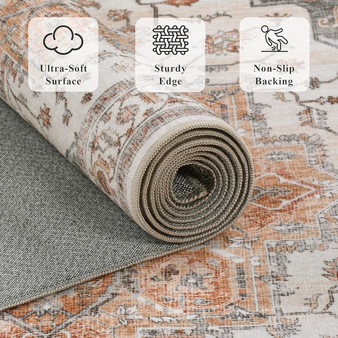 Area Rug 2x3 Entryway Rug Soft Washable Doormat Non Slip Low Pile Lightweight Carpets Indoor Faux Wool Small Rug for Entrance, Kitchen, Bedroom, Living Room