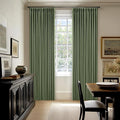 80 Inch Olive Green Linen Blackout Curtains for Living Room 100% Black Out Pinch Pleat Hooks for Living Room Back Tab Thick Linen Textured Pleated Drapes Light Blocking Loden Bedroom Window Curtains