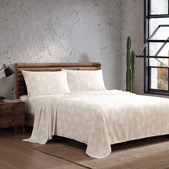 Wrangler - Full Bed Sheets, Ultra-Soft & Lightweight Bedding with Matching Pillowcases, Lightweight Bed Set for All Season Comfort, Oeko-Tex Certified (Foliage Beige)
