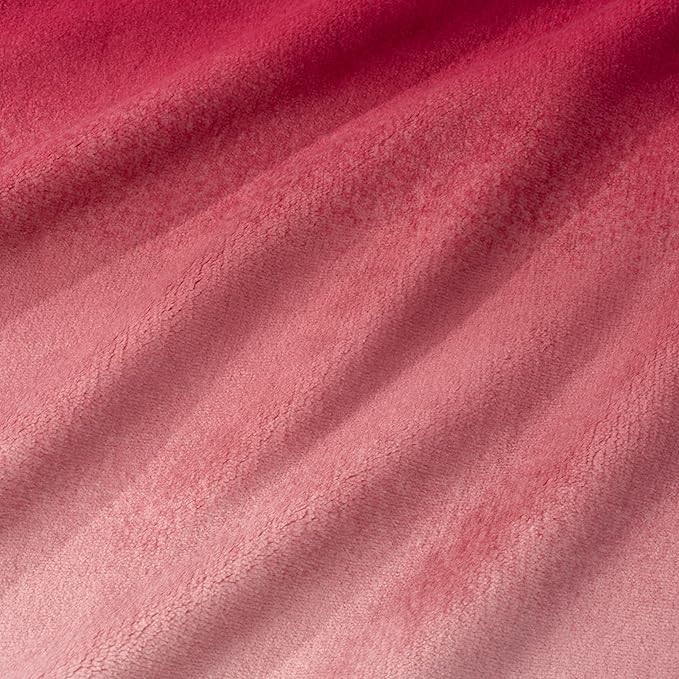Berkshire Blanket-Classic Heavyweight Soft Printed VelvetLoft® Plush Blanket, Full/Queen Size Soft Fuzzy Warm Blanket for Couch Sofa Bed, Ombre Burgundy, 90in x 90in