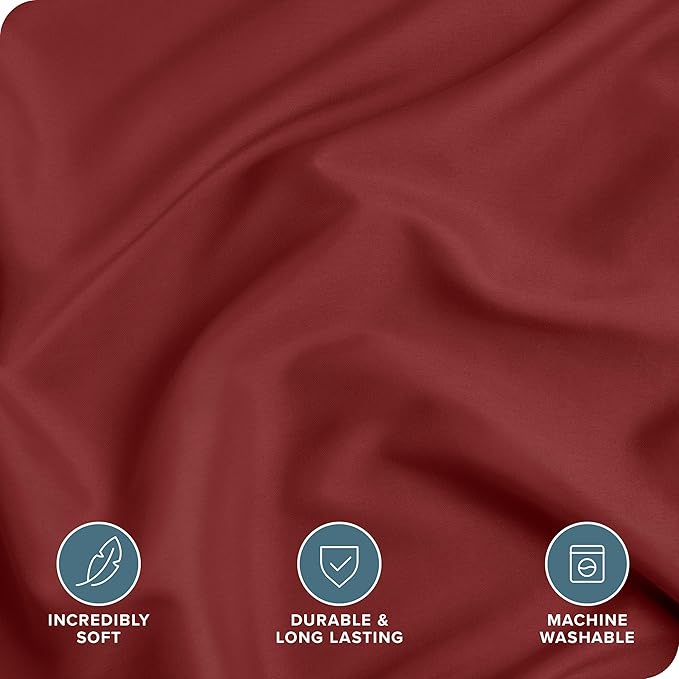 Bare Home Bedding Duvet Cover Queen Size - Premium 1800 Super Soft Collection - Lightweight, Cooling - Soft Breathable Bedding Duvet Cover (Queen, Rosewood)