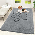 OLANLY Dog Door Mat for Muddy Paws 59x35, Paw Print Design, Absorbs Moisture and Dirt, Absorbent Non-Slip Washable Doormat, Quick Dry Chenille Mud Mat for Dogs, Entry Indoor Entryway Carpet, Grey