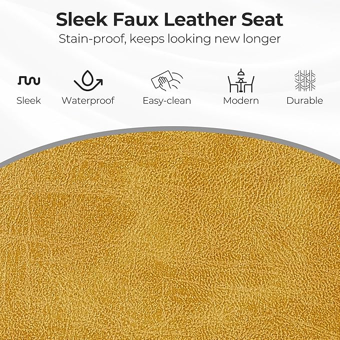 Zouron Mid Century Modern Accent Chair with Black Oak Wood Legs, Upholstered Swivel Chair No Wheels, Side Accent Armchair Vanity Chair for Small Space Home Office Living Room Bedroom, Yellow Brown