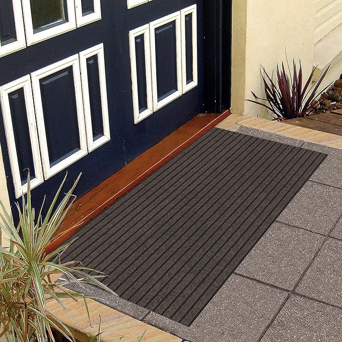 Ottomanson Mud Mat 2' x 2'7" Entryway Rug - Non-Slip Scraper Doormat for Muddy Paws, Dirt Trapping Indoor/Outdoor Mat for High-Traffic Areas, Kitchen, Garage, Patio, Brown