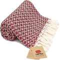 Bazaar Anatolia Turkish Beach Towel 100% Cotton Bath Towels Oversized Quick DryBathroom Towels Sand Free Camping Blanket 71x39 inches - Ethnic Maroon