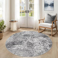 5ft Round Area Rug Living Room Rugs - 5x5 Washable Large Soft Indoor Neutral Modern Abstract Low Pile Rug Carpet for Bedroom Dining Room Farmhouse Home Office - Grey