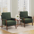 Green Accent Chairs for Living Room Set of 2, Modern Arm Chairs for Bedroom, Wooden Upholstered Mid Century Accent Chairs, Fabric