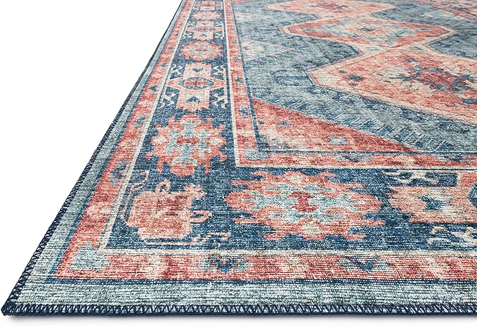 Loloi Skye Collection SKY-03 Turquoise/Terracotta 8'-0" x 8'-0" Round Area Rug