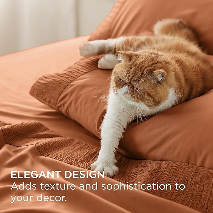 Bedsure Full Size Bed Sheets - 4 Pieces Soft Full Sheet Set - Breathable & Cooling - Hotel Luxury - Easy Care Polyester Microfiber Bedding for Women, Men, Terracotta