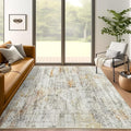 5x7 Area Rugs Gray Rust Low Pile Indoor Washable Trendy Faded Style Rugs for Bedroom Living Room Dining Room Foldable Non-Slip Thin Print Mat