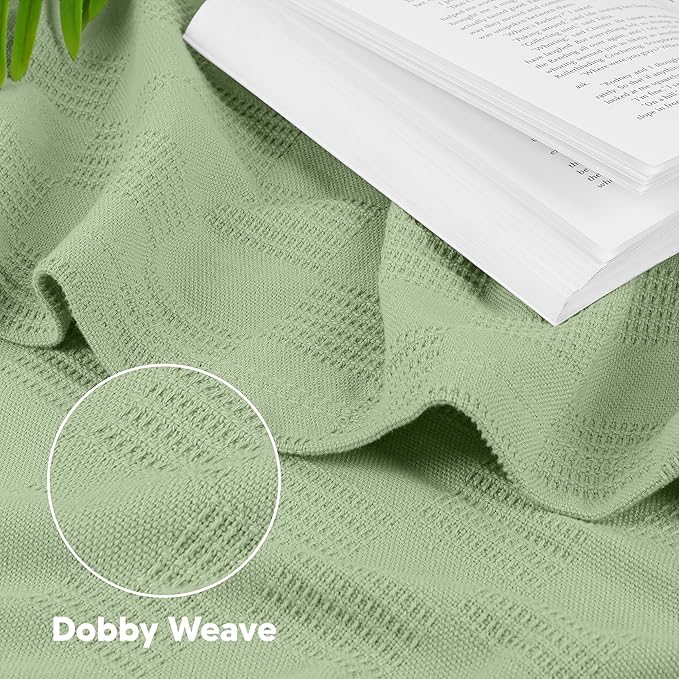 Utopia Bedding Sage Green 100% Cotton Blanket [Queen Size - 90x90 Inch] 350GSM Lightweight, Soft and Breathable Thermal Blanket for All Seasons