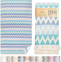 Premium Turkish Beach Towel – 100% Cotton, Quick Dry, Sand Free, Oversized Beach Towel 35”x 67” – Ideal for Travel, Pool, and Beach, – Zig Zag Blue