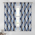 Beauoop 100% Blackout Curtains 63 Inches Long 2 Panels for Bedroom Living Room Blue Grey Moroccan Geo Room Darkening Thermal Insulated Soundproof Grommet Top Window Treatments Drapes, 50x63 Set of 2