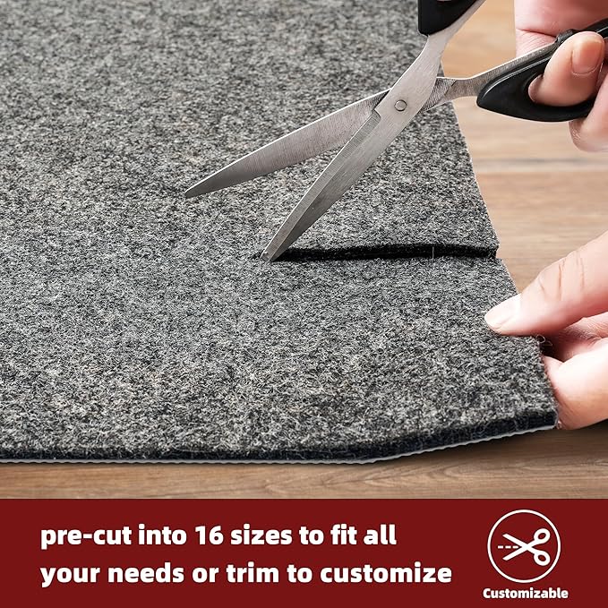 BAGAIL Felt and Natural Rubber Backing Rug Pads 1/4” Thick, Round 8 Ft Non Slip Carpet Gripper Keep Rugs in Place, Under Area Rug Protective Cushioned Pads, Carpet Runners, Hardwood Floors Protection