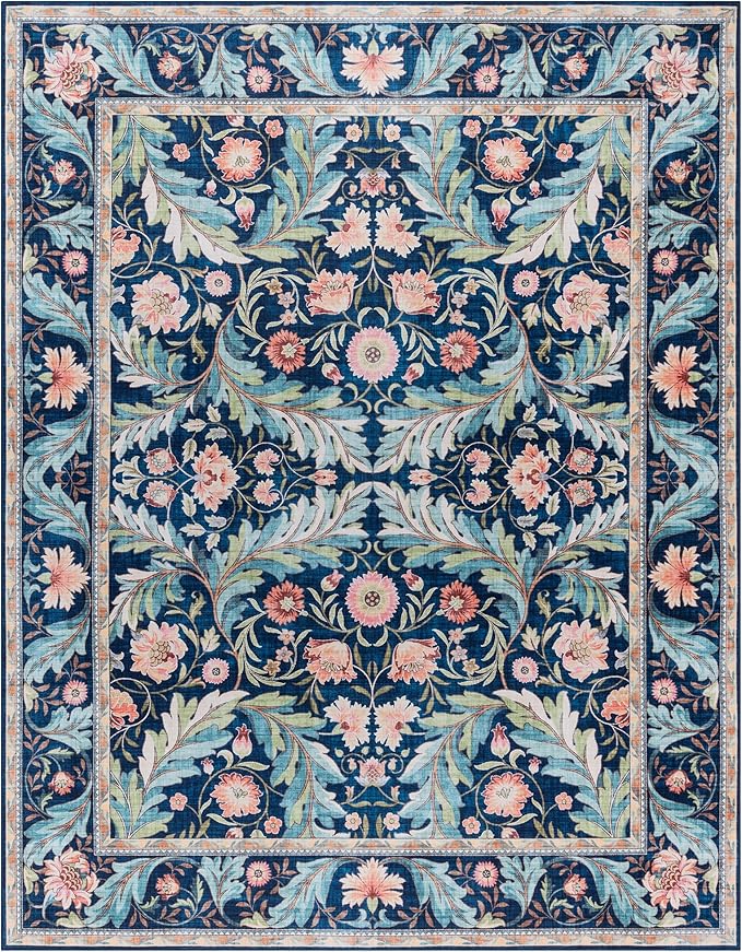 Gertmenian Indoor Boho Area Rug | Home Decor for Entryway, Bedroom, Living Room, Office, Kitchen | Non Slip, Soft, Printed Accent Rugs | Altair, Navy, 8x10 Large, 24513