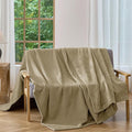CHUFFED Cotton Waffle Blanket Queen Size - Plush Milk Velvet & Reversible Waffle Weave,Anti-Static 300Gsm Design，Thick Cozy Soft Winter Blanket for Bed, Couch, Sofa - Khaki, 90x90 Inches
