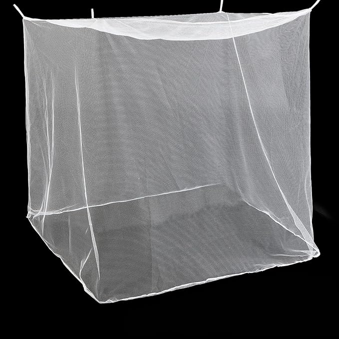 4 Corners Mosquito Net for Mosquiteros para Camas Bed Canopies Netting Bed Drapes Rectangular Mosquito Mesh for Camping Home Outdoor Travel(White A,L79 X W59 X H63 Inch,No-Opening)