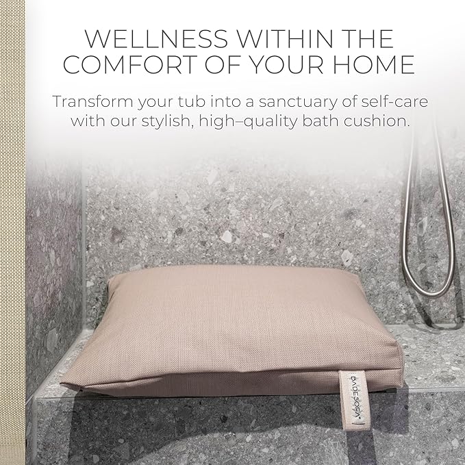 BADESOFA® Luxury Seat Cushion for Bath | Premium-Quality Materials | Comfortable & Quick-Drying | Washable Bath Pillow in Beige | Home Spa | Suitable for Bathtub, Steam Sauna & Hot Tub