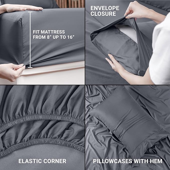 Utopia Bedding Twin XL Sheets - 3 Piece Bedding - Brushed Microfiber - Shrinkage and Fade Resistant - Easy Care (Twin Extra Long Grey)