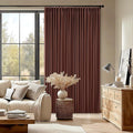 Red Brown 80 Inch Pinch Pleated Black Out Curtains 2 Panel Set for Living Room Pinch Pleat Linen Drapes with Liner 80 Inches Long 100% Blackout Light Blocking Energy Saving Curtain for Dining Bedroom